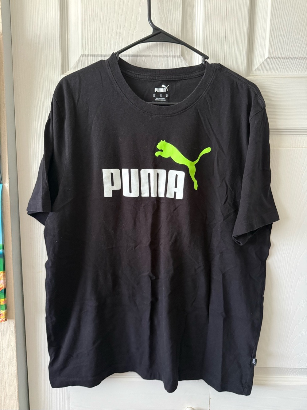 Puma Black Short-Sleeve Tee with Neon Green Logo